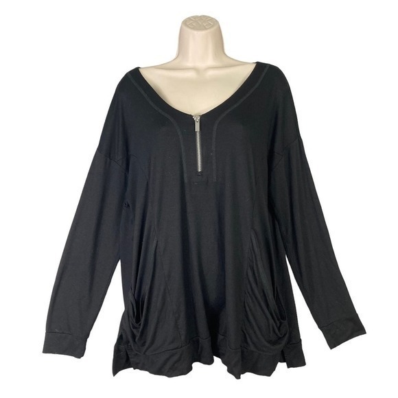 Cable & Gauge Black Blouse Viscose‎ Spandex Long Sleeve Women's L Soft & Drapey - Picture 2 of 11